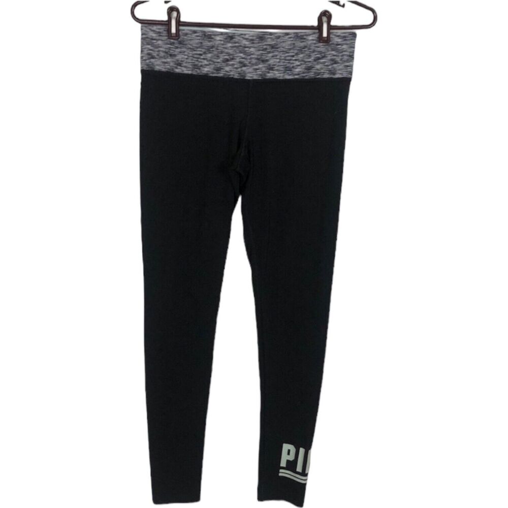 PINK Victoria's Secret Black Green Leggings Women's Size Small Reversible